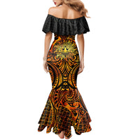 New Zealand Tamanuitera The Sun Family Matching Mermaid Dress and Hawaiian Shirt Maori Pattern LT05 - Polynesian Pride