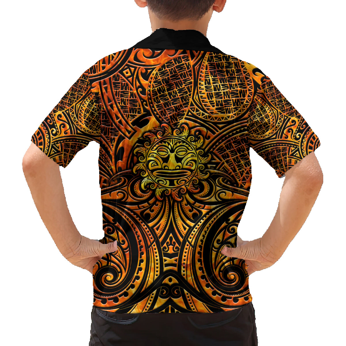 New Zealand Tamanuitera The Sun Family Matching Tank Maxi Dress and Hawaiian Shirt Maori Pattern LT05 - Polynesian Pride