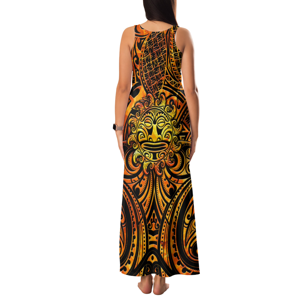 New Zealand Tamanuitera The Sun Family Matching Tank Maxi Dress and Hawaiian Shirt Maori Pattern LT05 - Polynesian Pride
