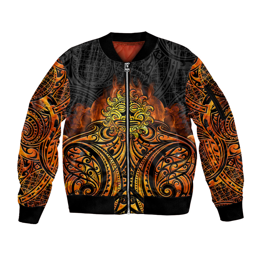 New Zealand Tamanuitera The Sun Sleeve Zip Bomber Jacket Maori Pattern