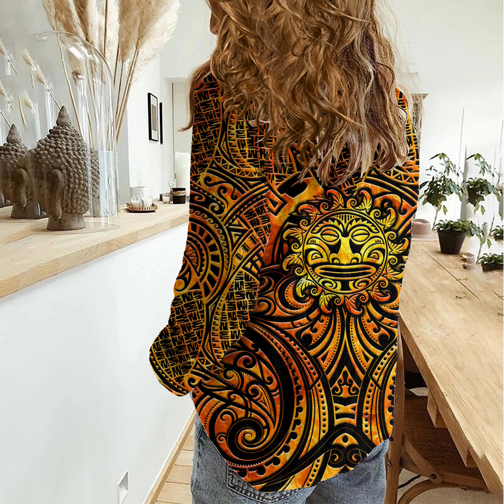 New Zealand Tamanuitera The Sun Women Casual Shirt Maori Pattern LT05 - Polynesian Pride