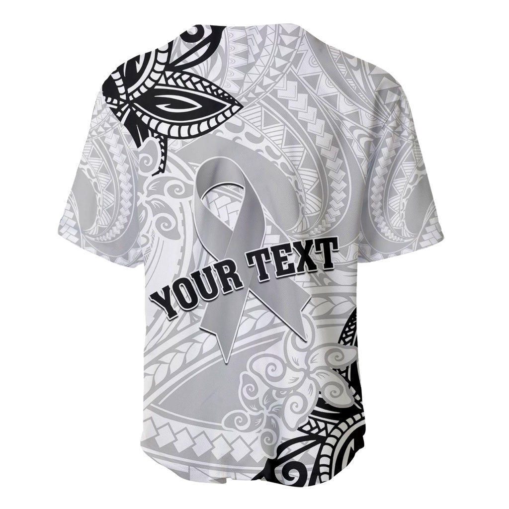 Personalised Polynesia Brain Cancer Baseball Jersey No One Fights Alone LT05 - Polynesian Pride