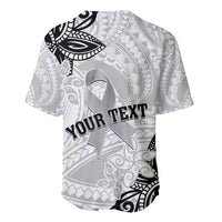 Personalised Polynesia Brain Cancer Baseball Jersey No One Fights Alone LT05 - Polynesian Pride