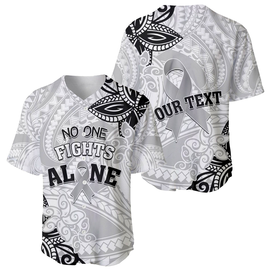 Personalised Polynesia Brain Cancer Baseball Jersey No One Fights Alone LT05 - Polynesian Pride