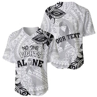 Personalised Polynesia Brain Cancer Baseball Jersey No One Fights Alone LT05 - Polynesian Pride