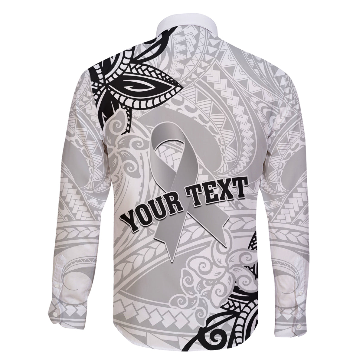 Personalised Polynesia Brain Cancer Family Matching Long Sleeve Bodycon Dress and Hawaiian Shirt No One Fights Alone