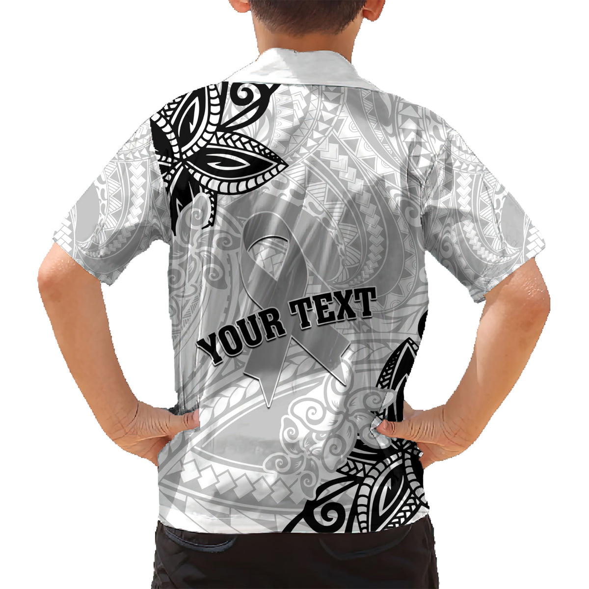 Personalised Polynesia Brain Cancer Family Matching Short Sleeve Bodycon Dress and Hawaiian Shirt No One Fights Alone LT05 - Polynesian Pride