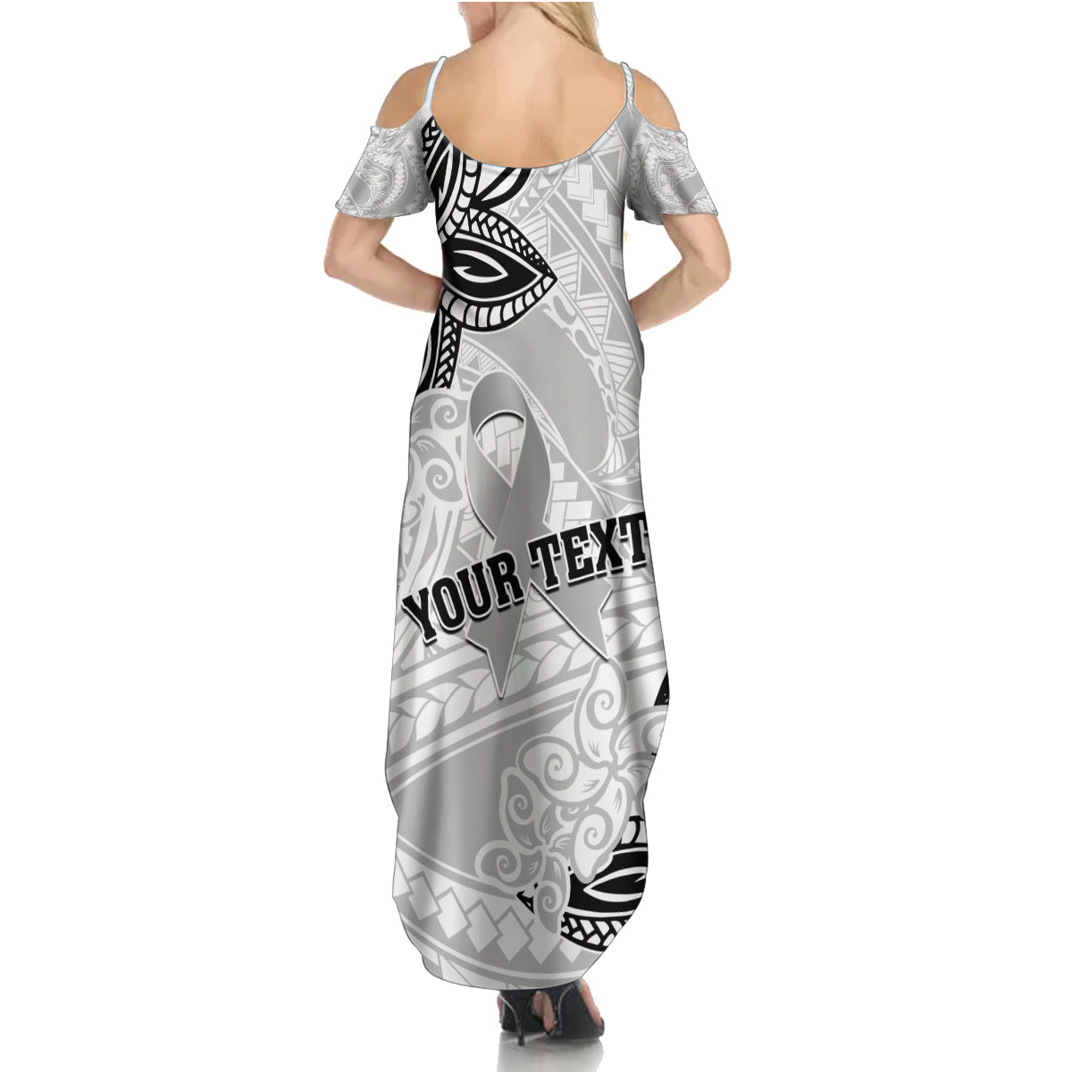 Personalised Polynesia Brain Cancer Family Matching Summer Maxi Dress and Hawaiian Shirt No One Fights Alone LT05 - Polynesian Pride