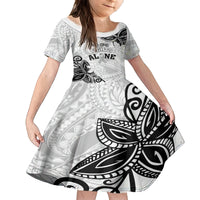 Personalised Polynesia Brain Cancer Family Matching Tank Maxi Dress and Hawaiian Shirt No One Fights Alone LT05 Daughter's Dress White - Polynesian Pride