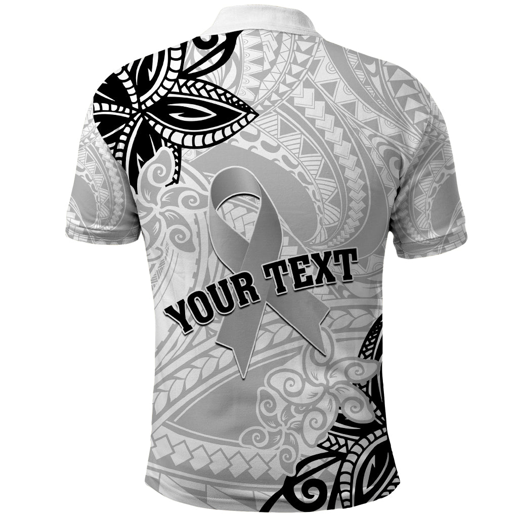 Personalised Polynesia Brain Cancer Polo Shirt No One Fights Alone