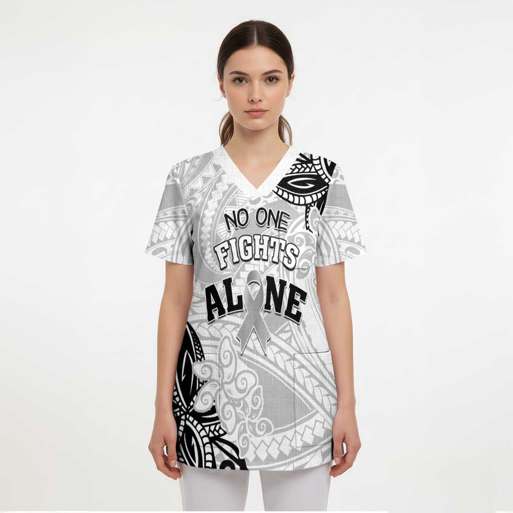 Personalised Polynesia Brain Cancer Scrub Top No One Fights Alone LT05 - Polynesian Pride