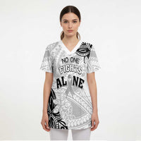 Personalised Polynesia Brain Cancer Scrub Top No One Fights Alone LT05 - Polynesian Pride