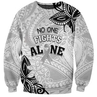 Personalised Polynesia Brain Cancer Sweatshirt No One Fights Alone LT05 Unisex White - Polynesian Pride