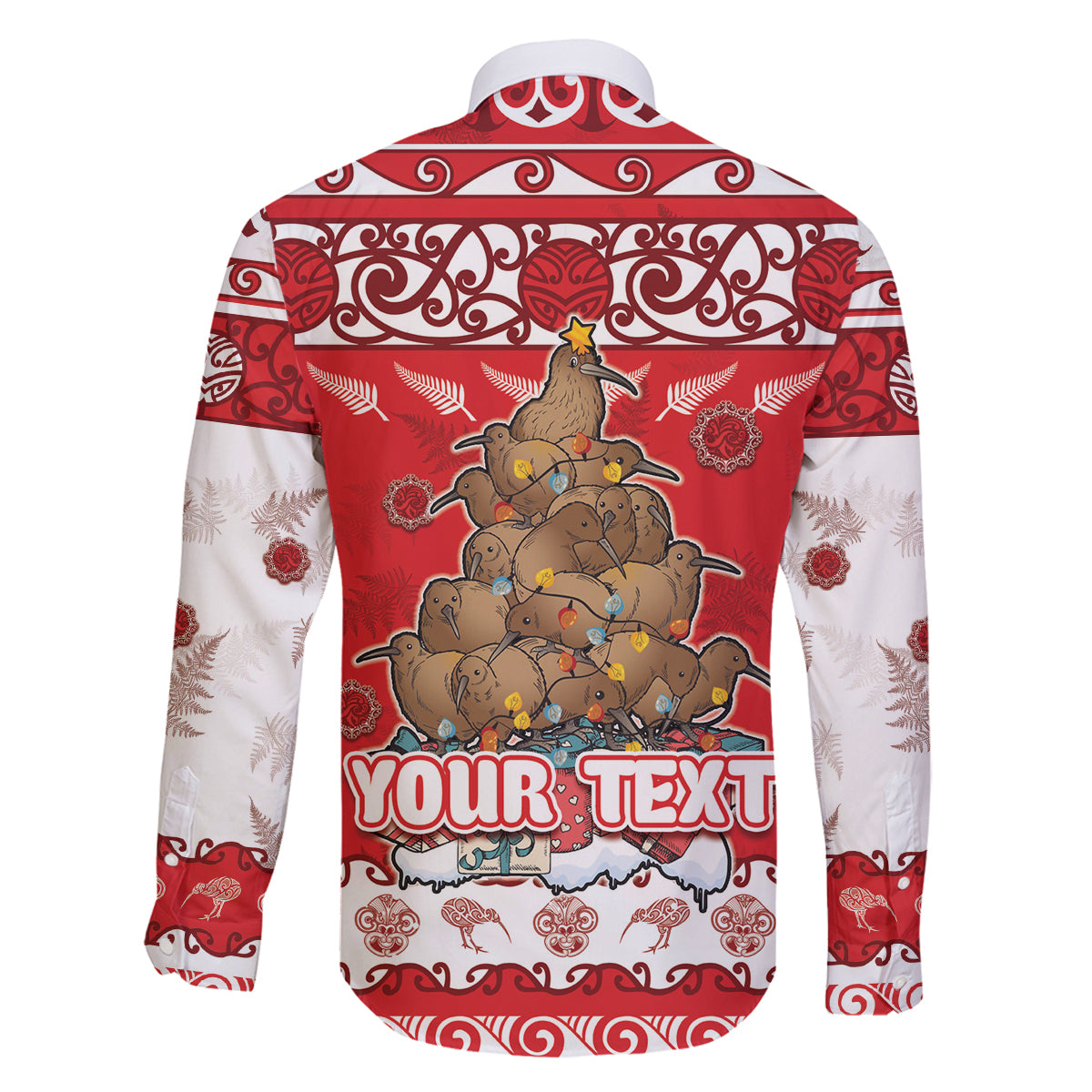 Personalised New Zealand Christmas In July Family Matching Puletasi and Hawaiian Shirt Maori Kiwi Xmas Tree - Red