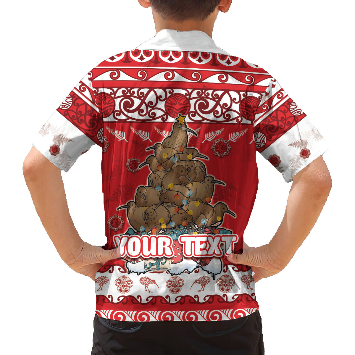 Personalised New Zealand Christmas In July Family Matching Tank Maxi Dress and Hawaiian Shirt Maori Kiwi Xmas Tree - Red