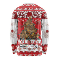 Personalised New Zealand Christmas In July Long Sleeve Shirt Maori Kiwi Xmas Tree - Red