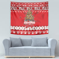 New Zealand Christmas In July Tapestry Maori Kiwi Xmas Tree - Red