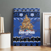 New Zealand July Christmas Canvas Wall Art Maori Kiwi Xmas Tree - Blue