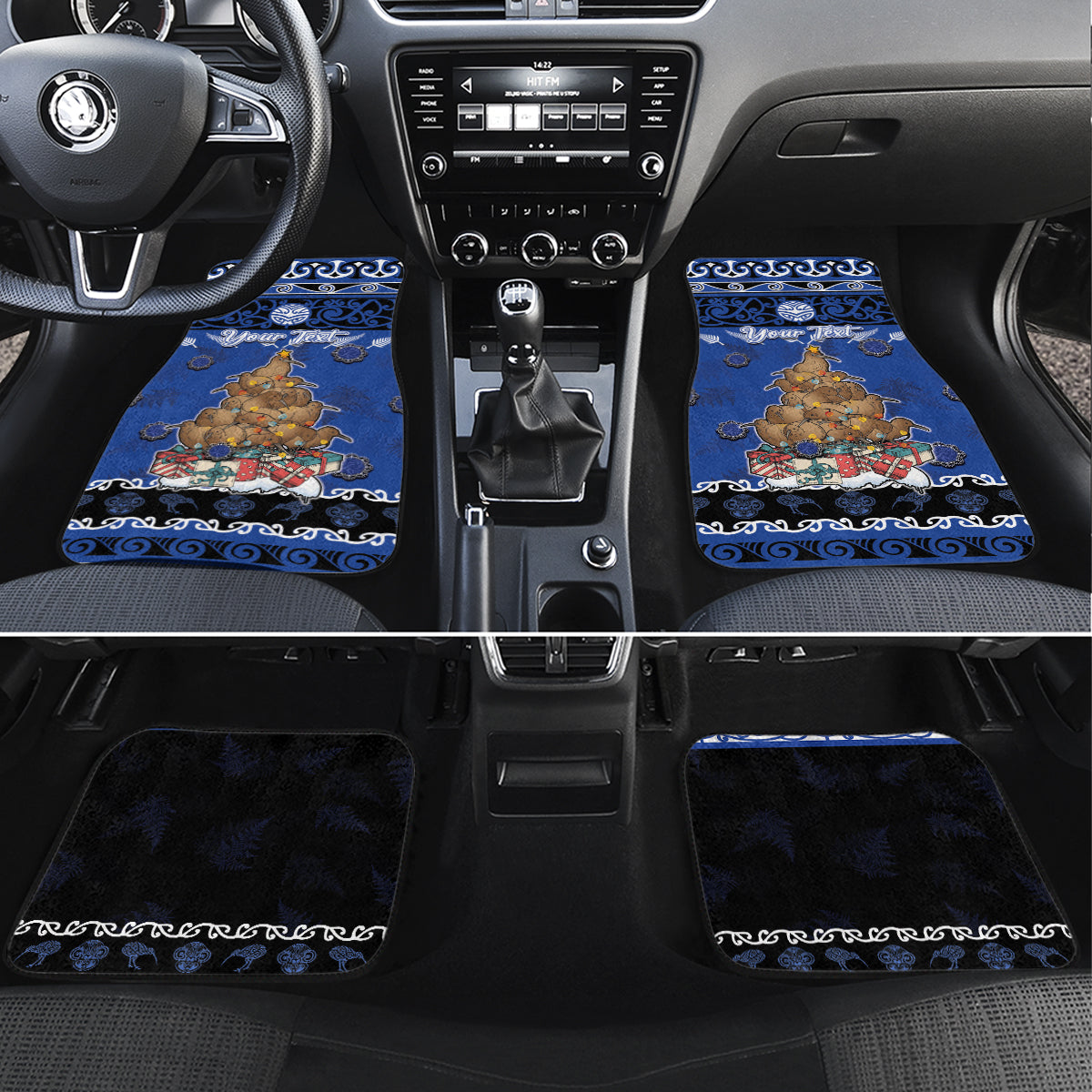 New Zealand July Christmas Car Mats Maori Kiwi Xmas Tree - Blue