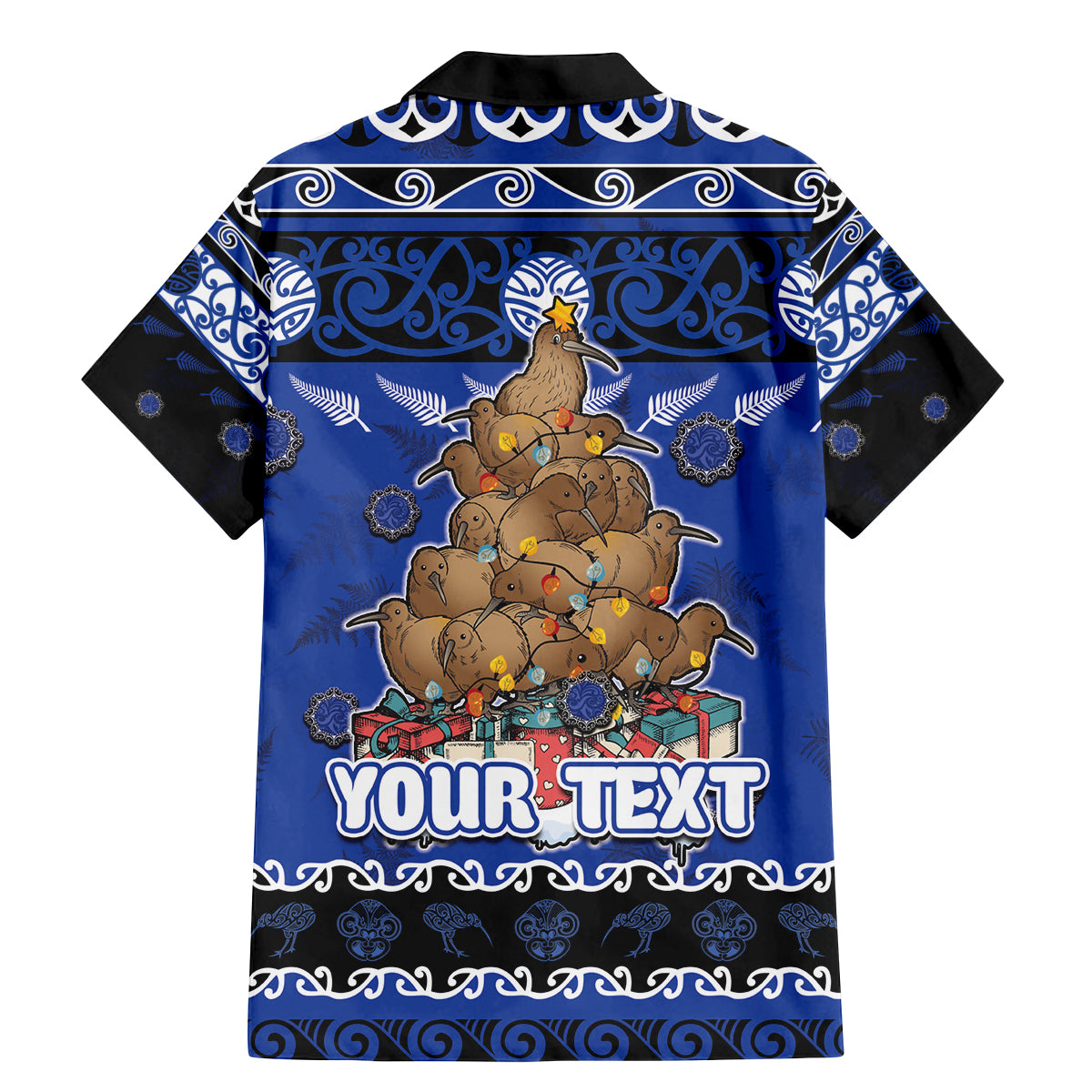 Personalised New Zealand July Christmas Family Matching Mermaid Dress and Hawaiian Shirt Maori Kiwi Xmas Tree - Blue LT05 - Polynesian Pride