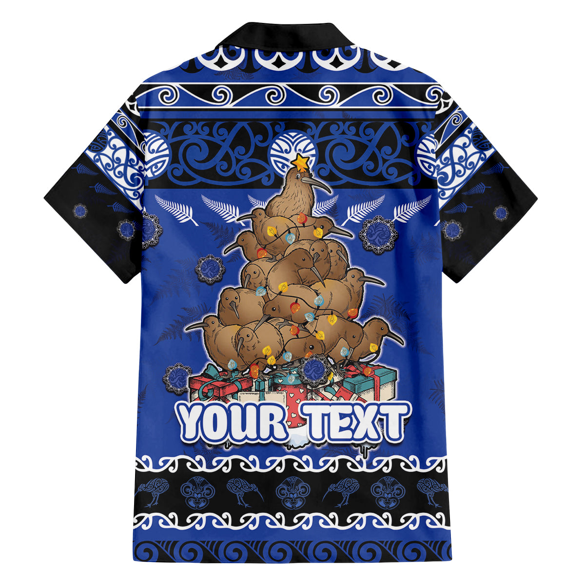 Personalised New Zealand July Christmas Family Matching Summer Maxi Dress and Hawaiian Shirt Maori Kiwi Xmas Tree - Blue LT05 - Polynesian Pride