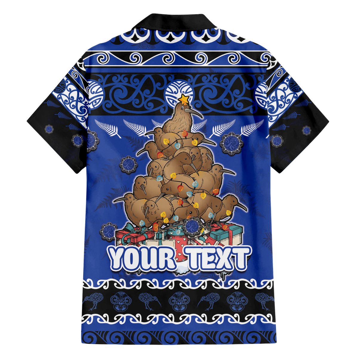 Personalised New Zealand July Christmas Hawaiian Shirt Maori Kiwi Xmas Tree - Blue LT05 - Polynesian Pride