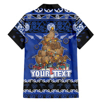 Personalised New Zealand July Christmas Hawaiian Shirt Maori Kiwi Xmas Tree - Blue LT05 - Polynesian Pride