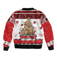 Personalised New Zealand July Christmas Bomber Jacket Maori Kiwi Xmas Tree - White