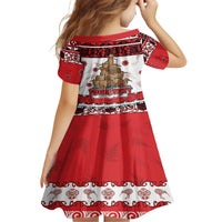 Personalised New Zealand July Christmas Family Matching Off Shoulder Short Dress and Hawaiian Shirt Maori Kiwi Xmas Tree - White LT05 - Polynesian Pride
