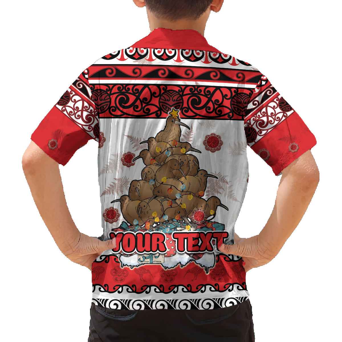 Personalised New Zealand July Christmas Family Matching Puletasi and Hawaiian Shirt Maori Kiwi Xmas Tree - White LT05 - Polynesian Pride