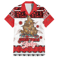 Personalised New Zealand July Christmas Family Matching Tank Maxi Dress and Hawaiian Shirt Maori Kiwi Xmas Tree - White LT05 Dad's Shirt - Short Sleeve White - Polynesian Pride