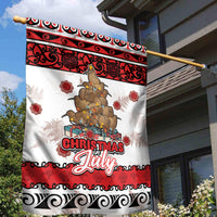 New Zealand July Christmas Garden Flag Maori Kiwi Xmas Tree - White