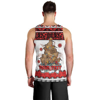 Personalised New Zealand July Christmas Men Tank Top Maori Kiwi Xmas Tree - White LT05 - Polynesian Pride