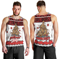 Personalised New Zealand July Christmas Men Tank Top Maori Kiwi Xmas Tree - White LT05 - Polynesian Pride