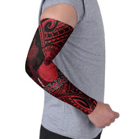 Hawaii King Kamehameha Arm Sleeves With Hawaiian Ipu Motifs Red Version