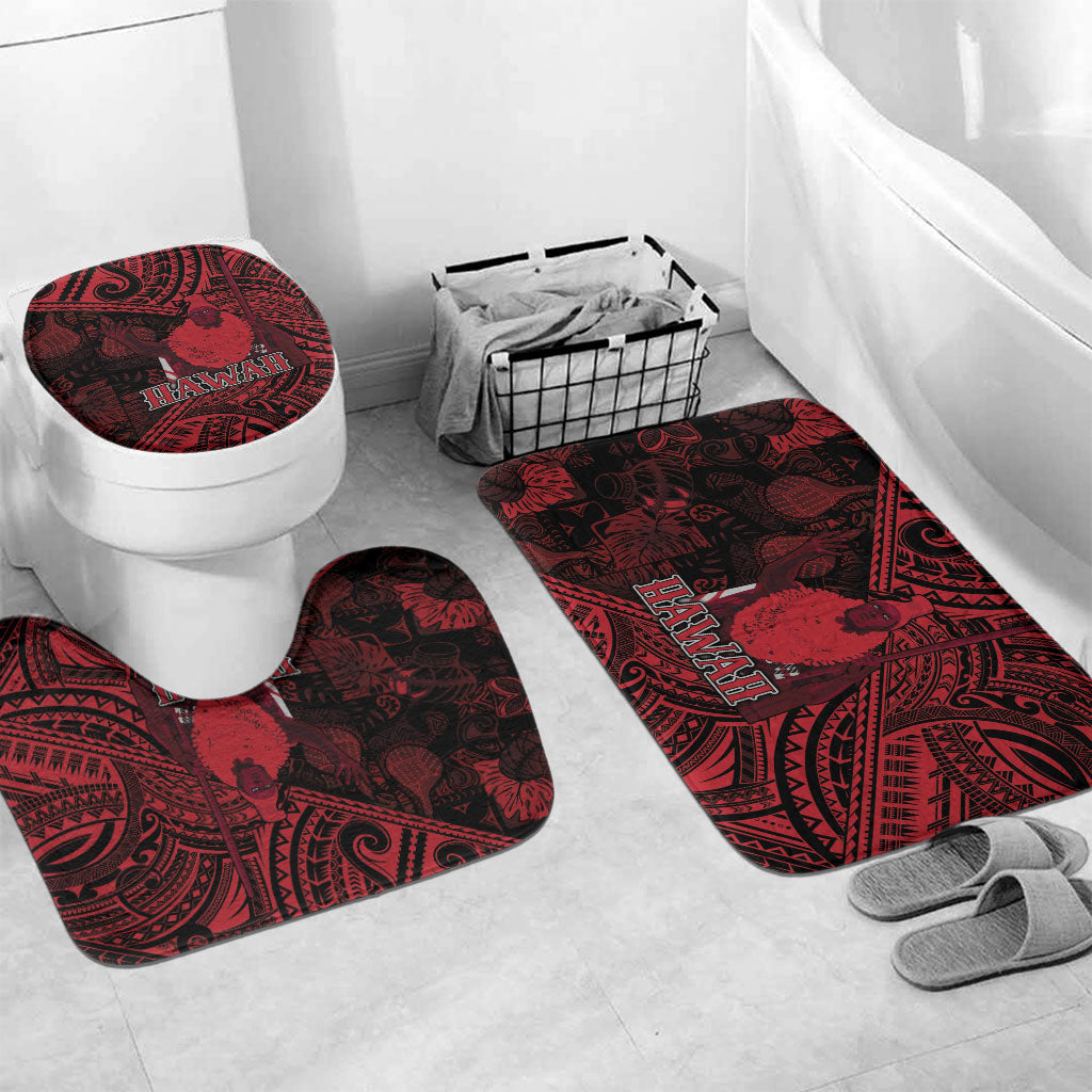 Hawaii King Kamehameha Bathroom Set With Hawaiian Ipu Motifs Red Version