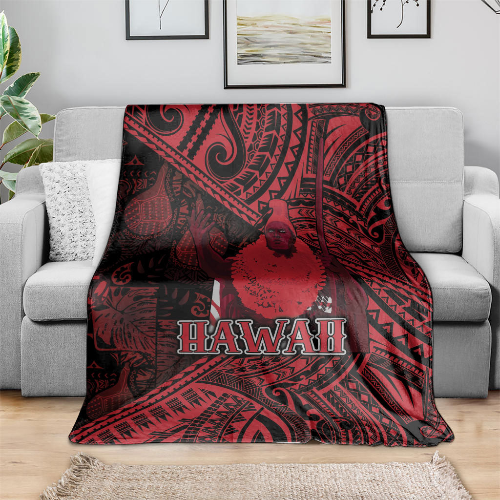 Hawaii King Kamehameha Blanket With Hawaiian Ipu Motifs Red Version LT05 - Polynesian Pride