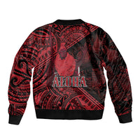 Hawaii King Kamehameha Bomber Jacket With Hawaiian Ipu Motifs Red Version LT05 - Polynesian Pride