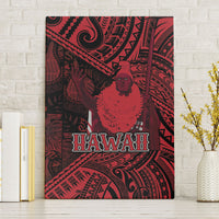 Hawaii King Kamehameha Canvas Wall Art With Hawaiian Ipu Motifs Red Version LT05 Without Frame Red - Polynesian Pride