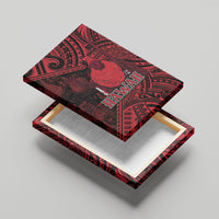 Hawaii King Kamehameha Canvas Wall Art With Hawaiian Ipu Motifs Red Version LT05 - Polynesian Pride