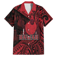 Hawaii King Kamehameha Family Matching Puletasi and Hawaiian Shirt With Hawaiian Ipu Motifs Red Version