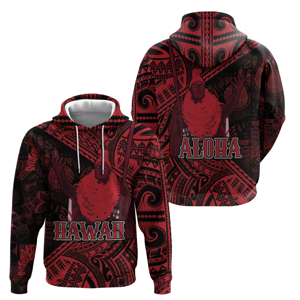 Hawaii King Kamehameha Hoodie With Hawaiian Ipu Motifs Red Version