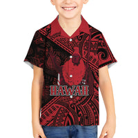Hawaii King Kamehameha Kid Hawaiian Shirt With Hawaiian Ipu Motifs Red Version