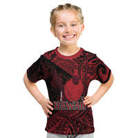 Hawaii King Kamehameha Kid T Shirt With Hawaiian Ipu Motifs Red Version LT05 Red - Polynesian Pride