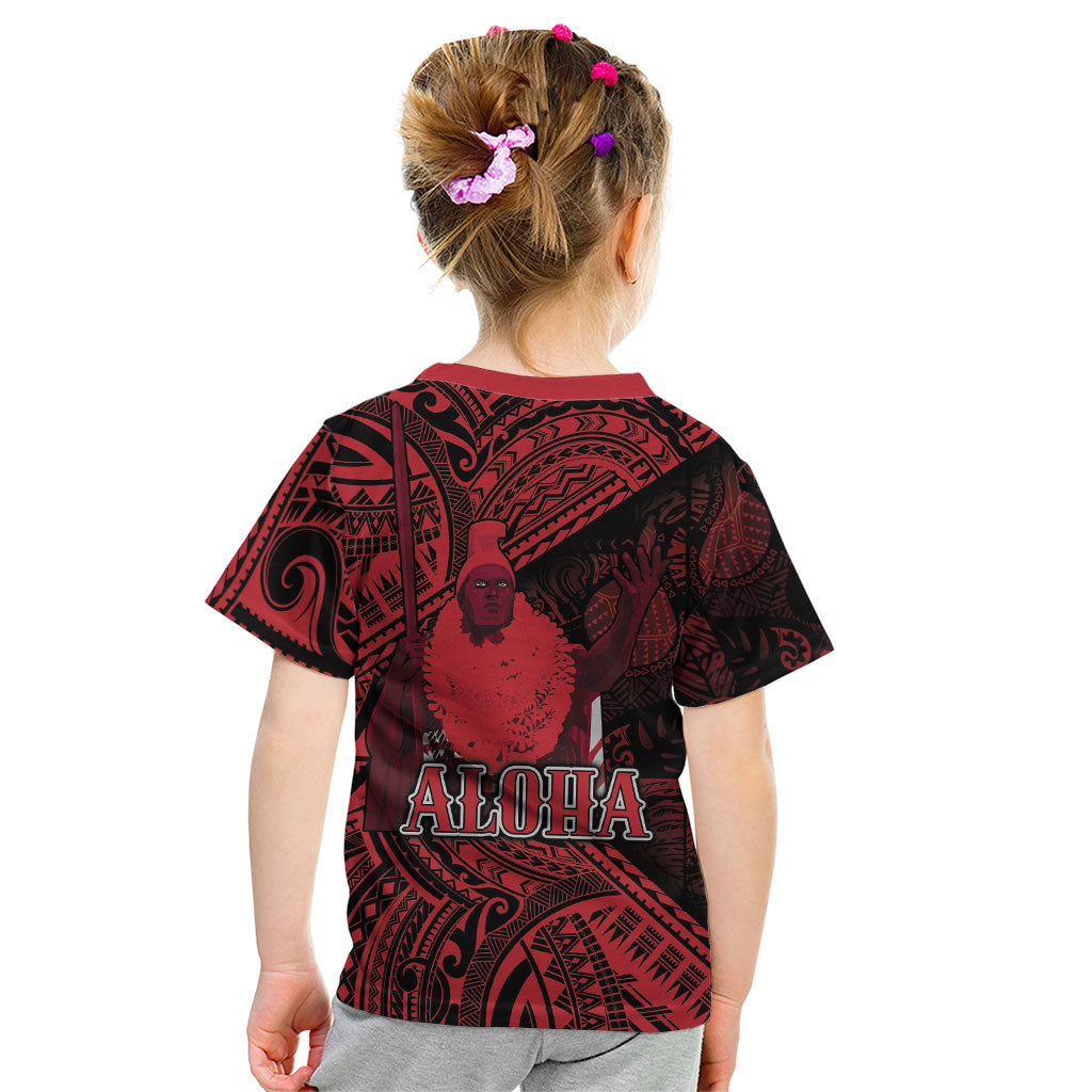 Hawaii King Kamehameha Kid T Shirt With Hawaiian Ipu Motifs Red Version LT05 - Polynesian Pride