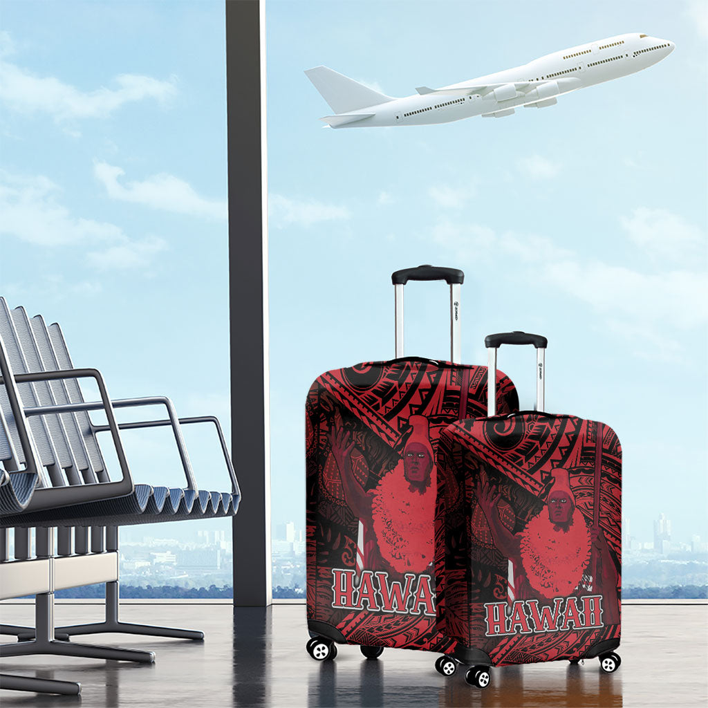Hawaii King Kamehameha Luggage Cover With Hawaiian Ipu Motifs Red Version