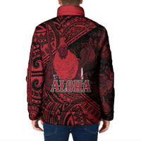 Hawaii King Kamehameha Padded Jacket With Hawaiian Ipu Motifs Red Version