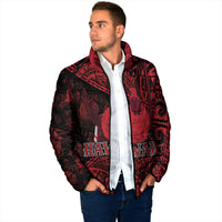 Hawaii King Kamehameha Padded Jacket With Hawaiian Ipu Motifs Red Version