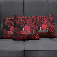 Hawaii King Kamehameha Pillow Cover With Hawaiian Ipu Motifs Red Version