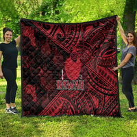 Hawaii King Kamehameha Quilt With Hawaiian Ipu Motifs Red Version